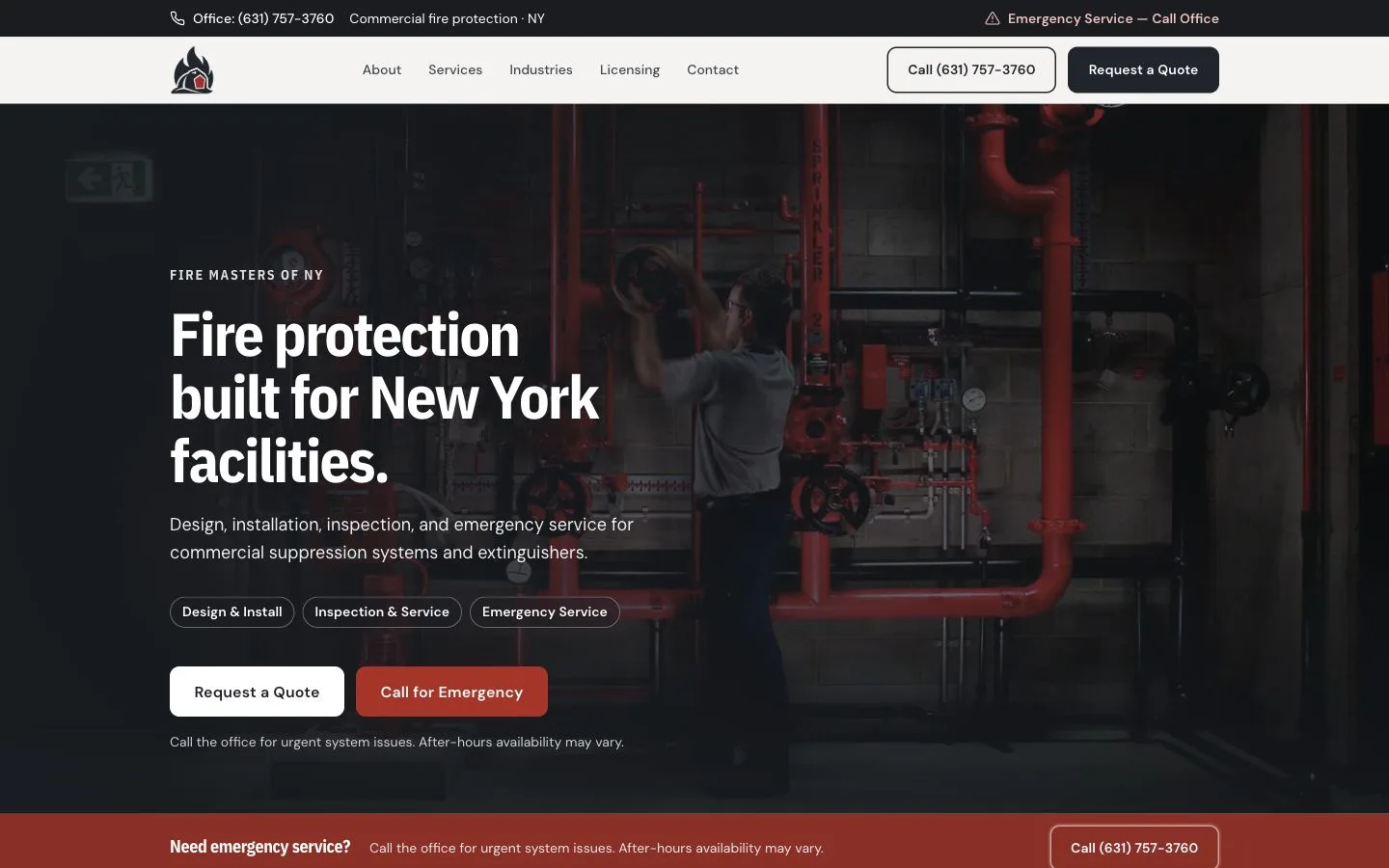 Fire Masters of NY website homepage