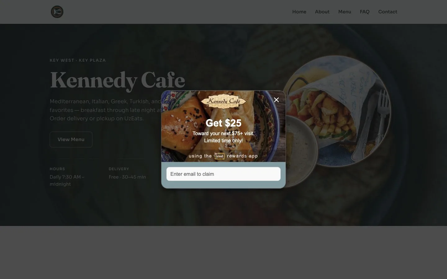 Kennedy Cafe website homepage