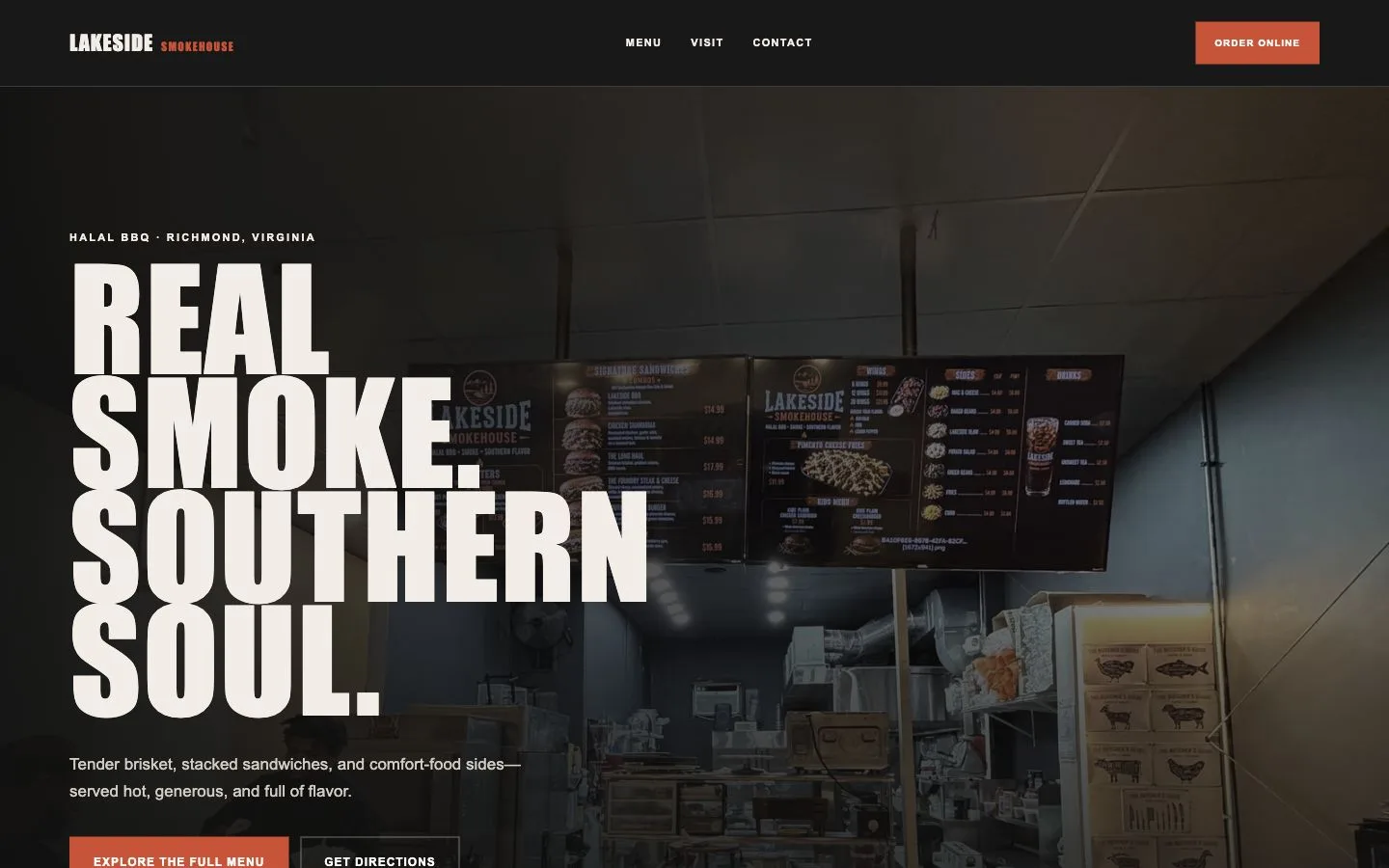 Lakeside Smokehouse website homepage