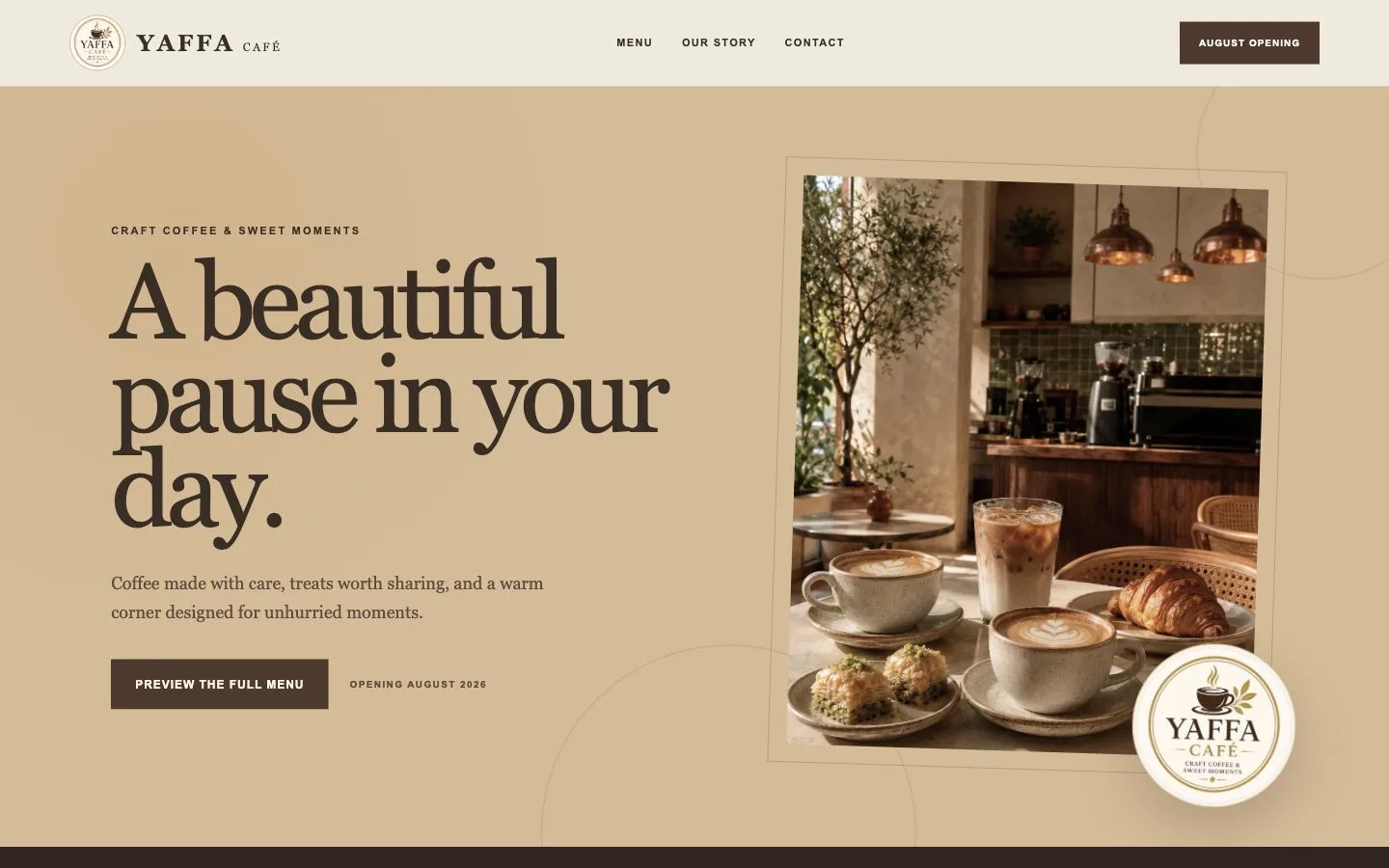 Yaffa Café website homepage
